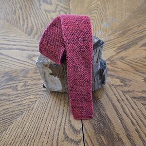 Vintage Michael James Red Knit Neck Tie Black Marbled